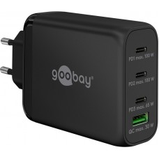 Chargeur rapide Goobay 100W GaN USB-C Power Delivery et USB-A adaptateur multiport - Noir