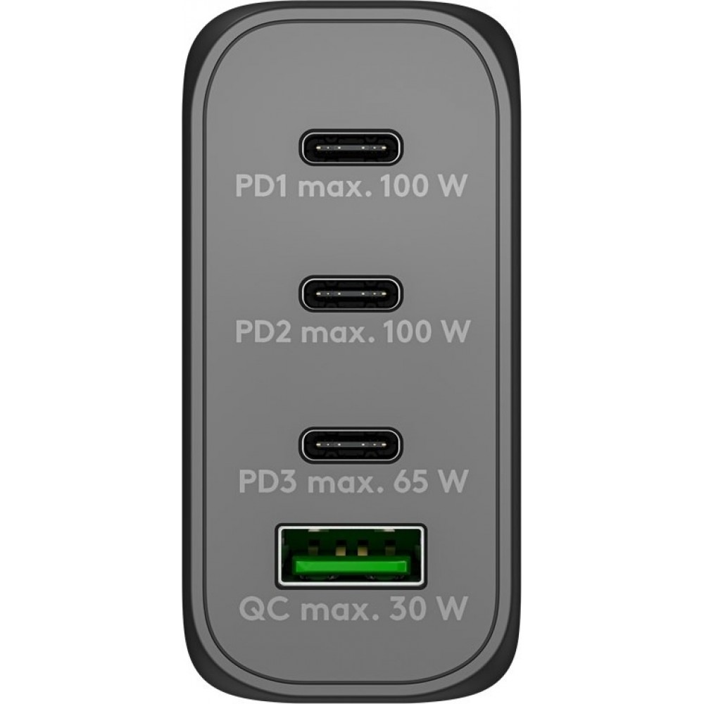 Chargeur rapide Goobay 100W GaN USB-C Power Delivery et USB-A adaptateur multiport - Noir