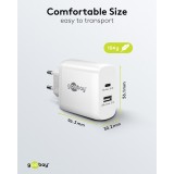 Goobay 65W GaN Schnellladeger&auml;t mit USB-C Power Delivery & USB-A - Weiss