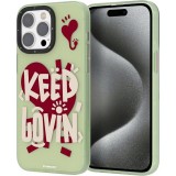 Coque iPhone 14 Pro Max - Youngkit Keep Lovin Silicone verte transparente avec c&oelig;ur - Vert