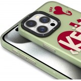 Coque iPhone 14 Pro Max - Youngkit Keep Lovin Silicone verte transparente avec c&oelig;ur - Vert