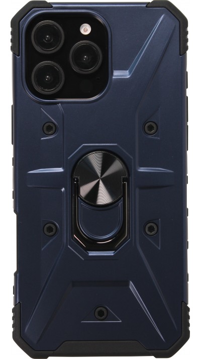 iPhone 16 Pro Max Case H&uuml;lle - Armor Silikon-Ecken-Schutz mit St&uuml;tzring - Dunkelblau