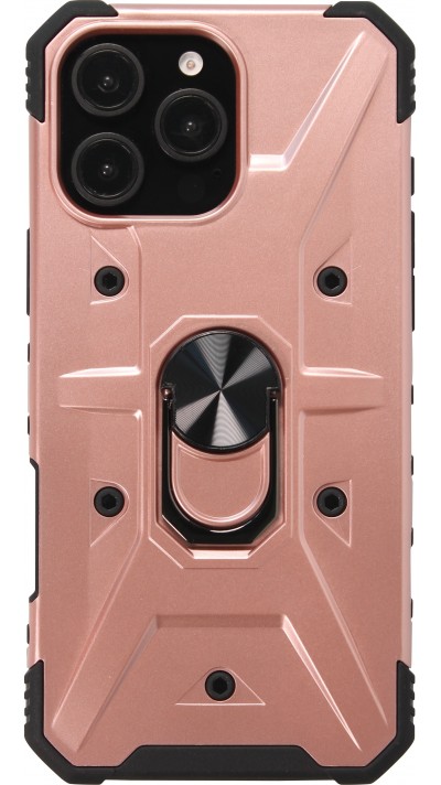 iPhone 16 Pro Max Case Hülle - Armor Silikon-Ecken-Schutz mit Stützring - Rosa gold