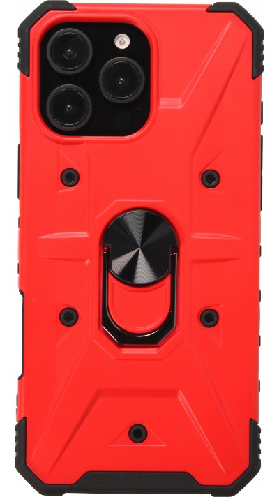 iPhone 16 Pro Max Case Hülle - Armor mit Silikon-Eckschutz und Stützring - Rot