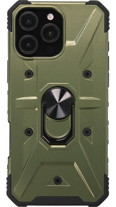 iPhone 16 Pro Max Case Hülle - Armor Silikon-Ecken-Schutz mit Stützring - Grün