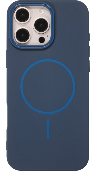 iPhone 16 Pro Max Case Hülle - Silicone MagSafe Flexibel Halo Licht - Blau