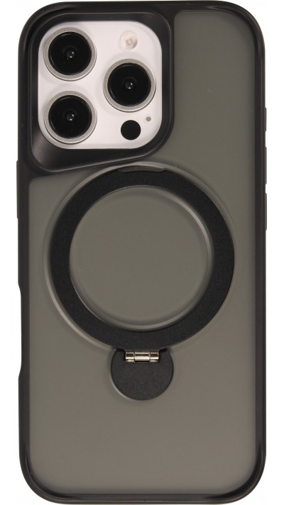 iPhone 16 Pro Max Case Hülle - Transparente Minimalistisch mit Drehring und Verstärkten Kanten - Schwarz