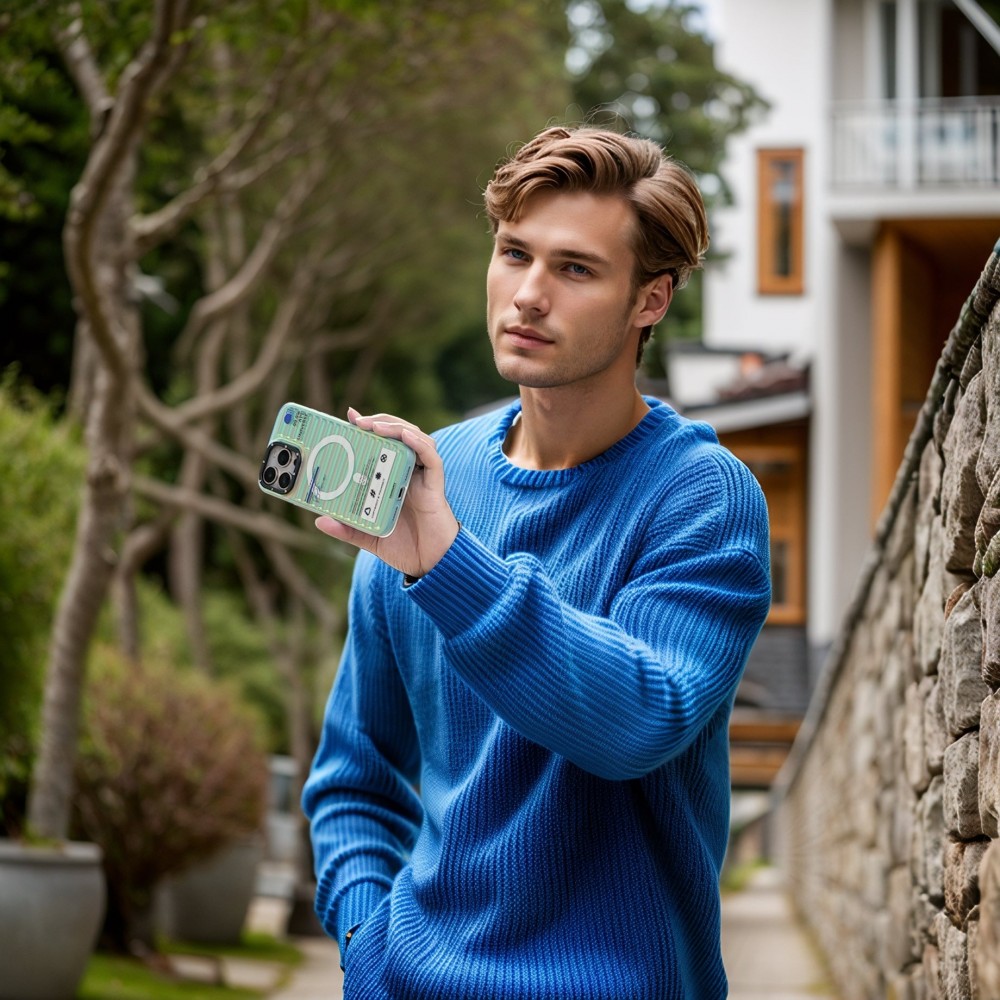 iPhone 16 Pro Case H&uuml;lle - Youngkit irideszierender Univers Blau-Effekt mit wechselnden Reflektionen - Blau