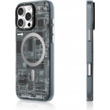 iPhone 16 Pro Case H&uuml;lle - Youngkit Silikon MagSafe-kompatibles Design Schaltkreis Stil Elektronikchip - Grau