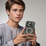 iPhone 16 Pro Case H&uuml;lle - Youngkit Silikon MagSafe-kompatibles Design Schaltkreis Stil Elektronikchip - Grau