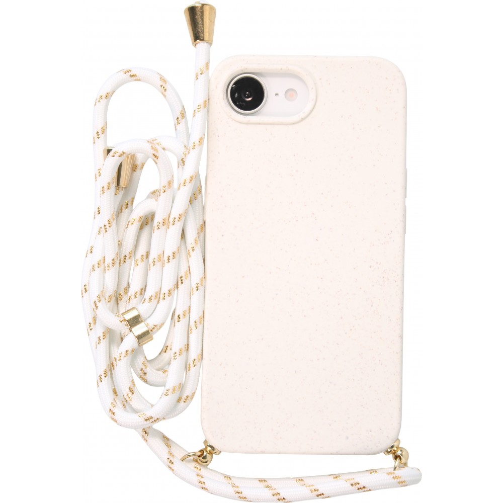 Coque iPhone 17e / 16e - Bio Eco-Friendly nature avec cordon collier - Blanc