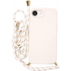 Coque iPhone 17e / 16e - Bio Eco-Friendly nature avec cordon collier - Blanc