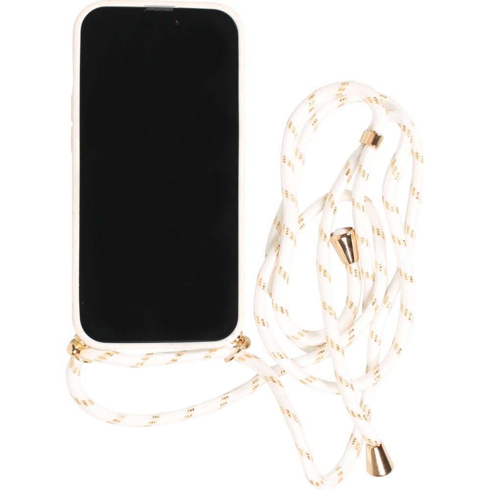 Coque iPhone 17e / 16e - Bio Eco-Friendly nature avec cordon collier - Blanc