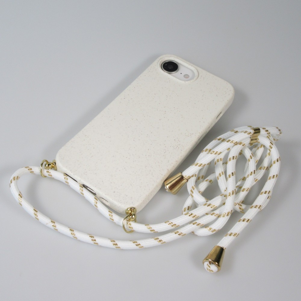 Coque iPhone 17e / 16e - Bio Eco-Friendly nature avec cordon collier - Blanc