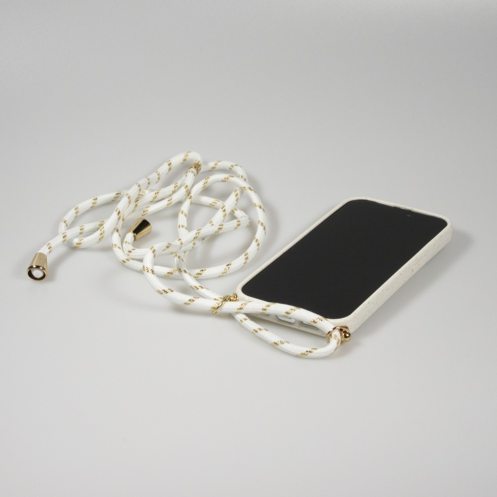 Coque iPhone 17e / 16e - Bio Eco-Friendly nature avec cordon collier - Blanc