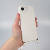 Coque iPhone 17e / 16e - Bio Eco-Friendly nature avec cordon collier - Blanc