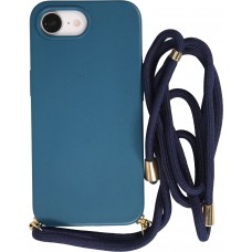 Coque iPhone 17e / 16e - Bio Eco-Friendly nature avec cordon collier - Bleu