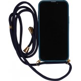 Coque iPhone 17e / 16e - Bio Eco-Friendly nature avec cordon collier - Bleu