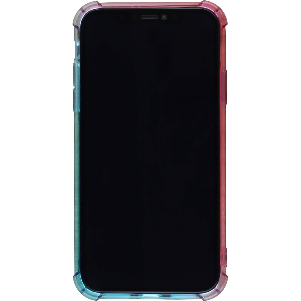 Coque iPhone 17e / 16e - Bumper Rainbow Silicone anti-choc avec bords protégés -  rose - Bleu