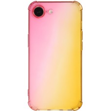 Coque iPhone 17e / 16e - Bumper Rainbow Silicone anti-choc avec bords protégés -  rose jaune