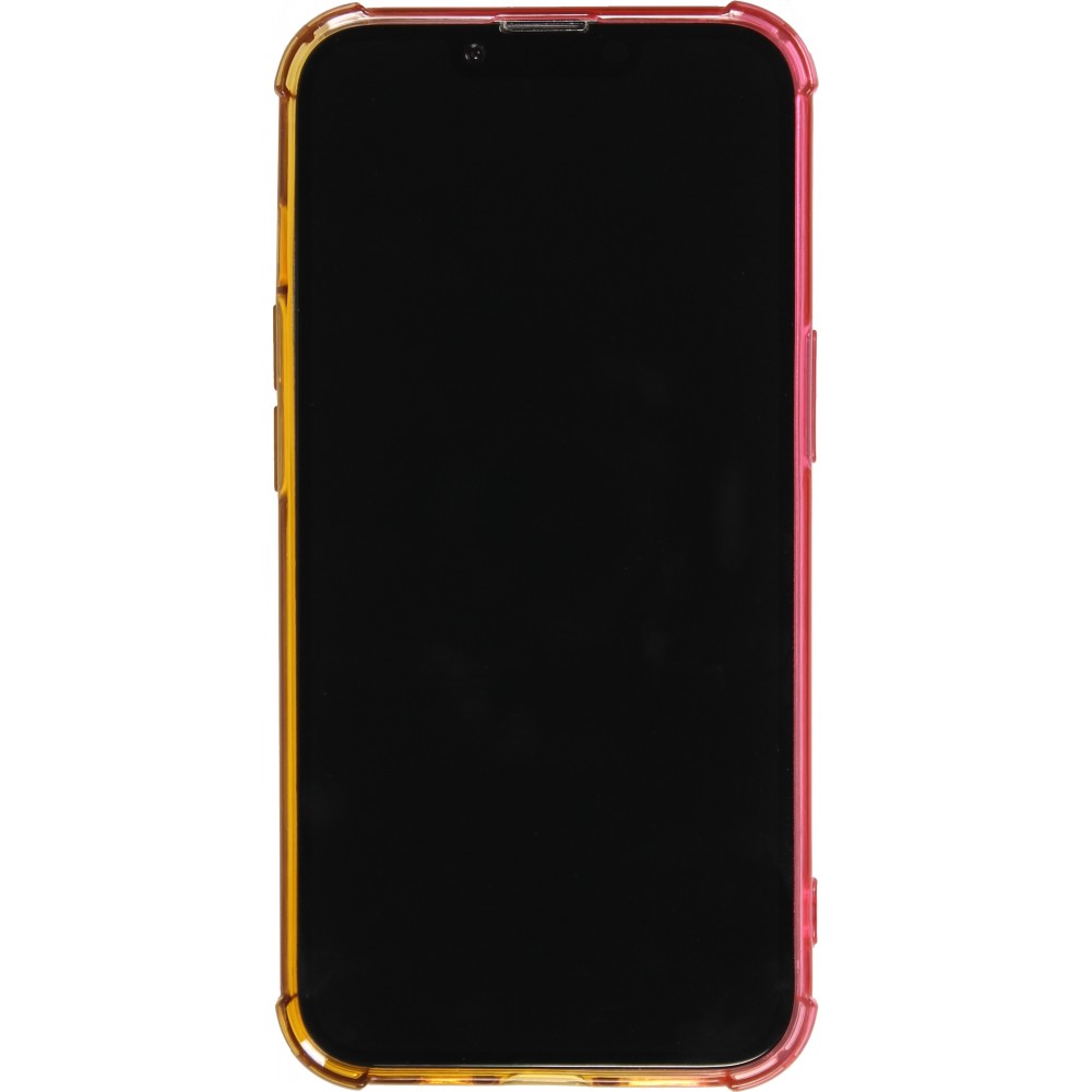 Coque iPhone 17e / 16e - Bumper Rainbow Silicone anti-choc avec bords protégés -  rose jaune