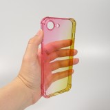 Coque iPhone 17e / 16e - Bumper Rainbow Silicone anti-choc avec bords protégés -  rose jaune