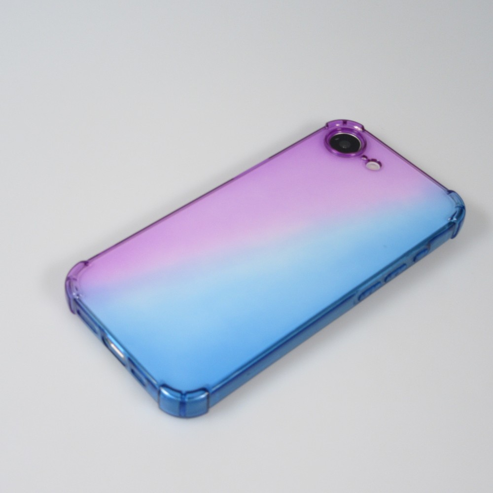 Coque iPhone 17e / 16e - Bumper Rainbow Silicone anti-choc avec bords protégés -  violet - Bleu