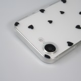 Coque iPhone 17e / 16e - Gel petit coeur transparent - Noir