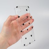 Coque iPhone 17e / 16e - Gel petit coeur transparent - Noir