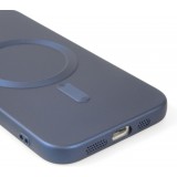 Coque iPhone 16e - Gel souple avec vitre de protection cam&eacute;ra MagSafe - Bleu fonc&eacute;