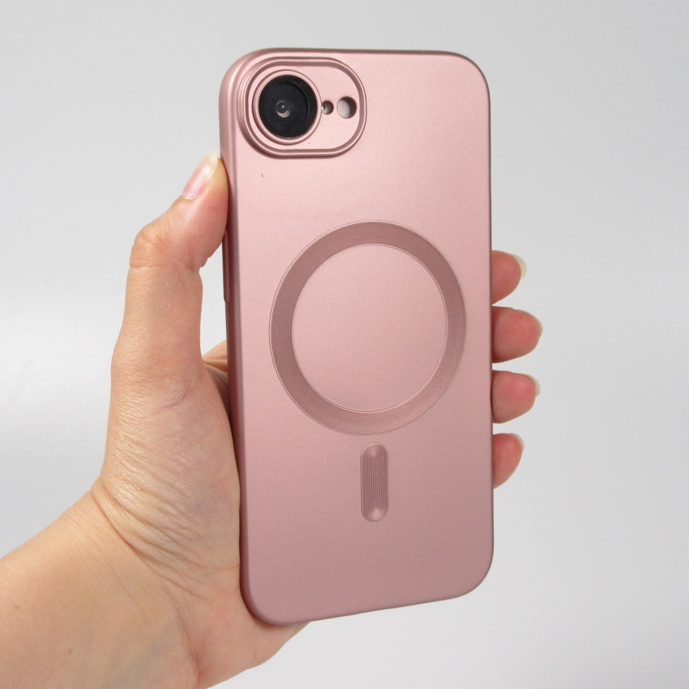 Coque iPhone 16e - Gel souple avec vitre de protection cam&eacute;ra MagSafe - Rose