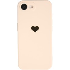Coque iPhone 17e / 16e - Silicone Mat Coeur doré - Beige