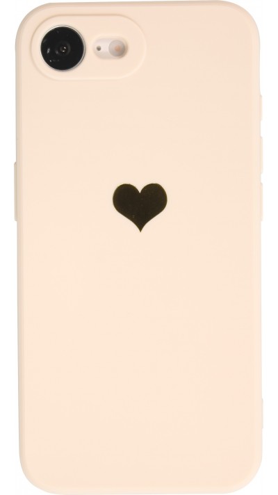 iPhone 16e Case Hülle - Silikon Mat Herz gold - Beige
