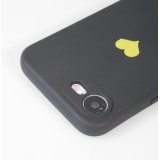 Coque iPhone 17e / 16e - Silicone Mat Coeur doré - Noir