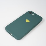 Coque iPhone 17e / 16e - Silicone Mat Coeur doré - Vert foncé