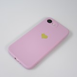 Coque iPhone 17e / 16e - Silicone Mat Coeur doré - Violet
