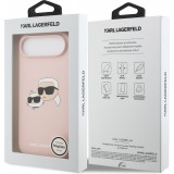 Coque iPhone 17 Air - Karl Lagerfeld Liquid en silicone avec design tête Karl et Choupette compatible MagSafe - Rose