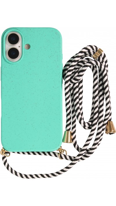 Coque iPhone 17 - Bio Eco-Friendly nature avec cordon collier - Turquoise