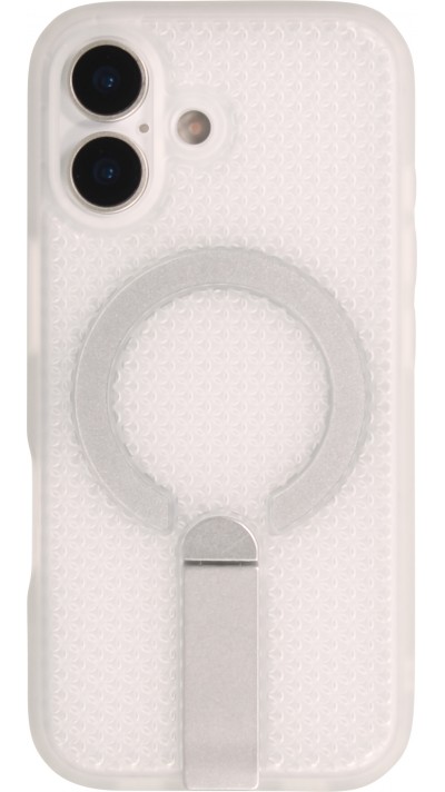 Coque iPhone 17 - Design perfor&eacute; semi-transparent MagSafe avec support int&eacute;gr&eacute; et bords renforc&eacute;s en silicone - Transparent