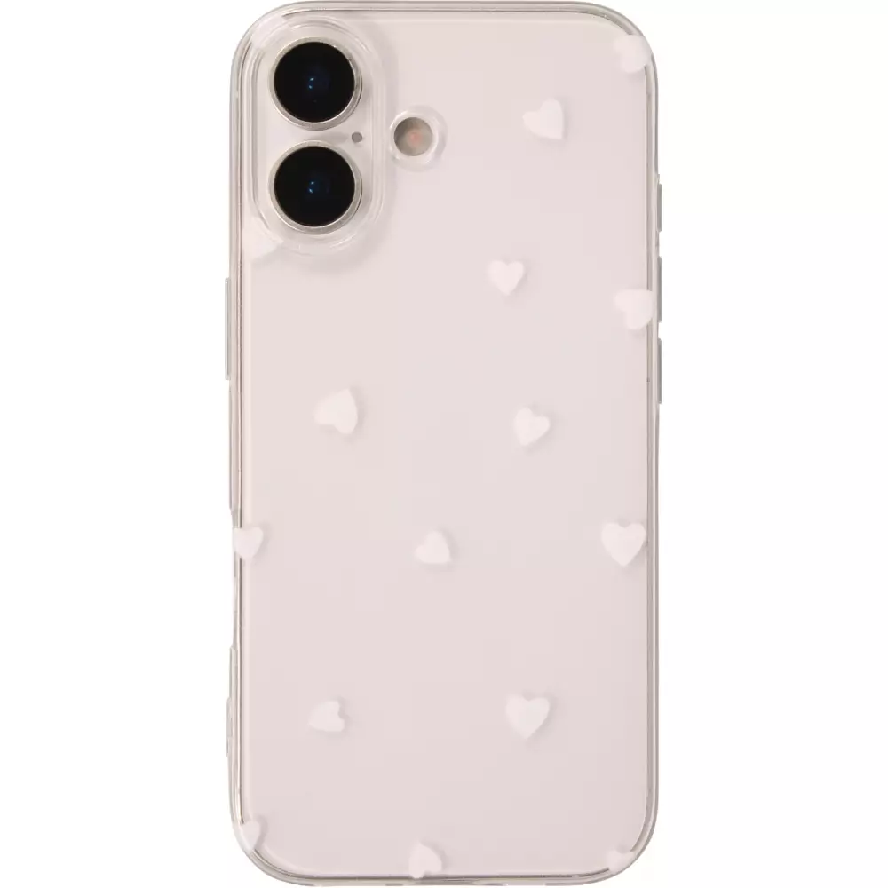 Coque iPhone 17 - Gel petit coeur transparent - Blanc