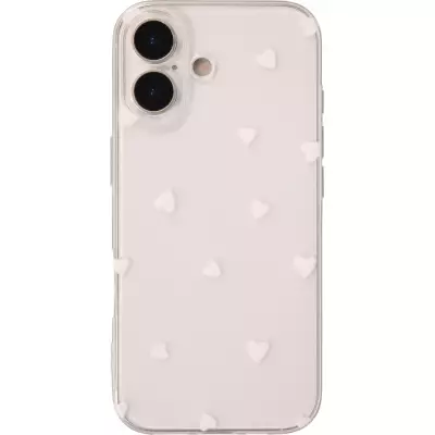Coque iPhone 17 - Gel petit coeur transparent - Blanc