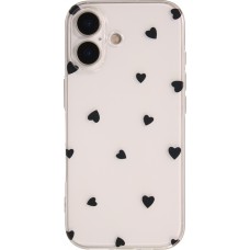 Coque iPhone 17 - Gel petit coeur transparent - Noir
