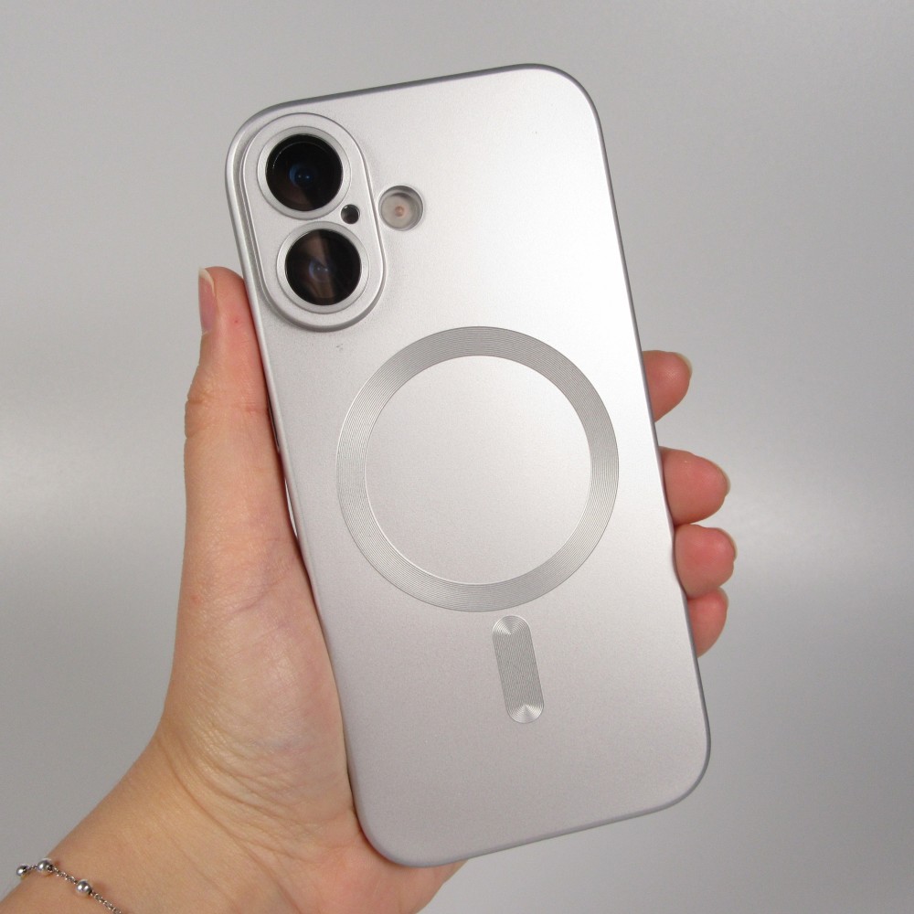 Coque iPhone 17 - Gel souple avec vitre de protection caméra MagSafe - Argent