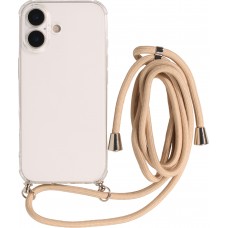 Hülle iPhone 17 - Gummi transparent mit Seil beige