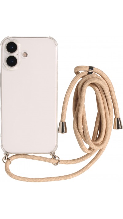 Hülle iPhone 17 - Gummi transparent mit Seil beige
