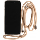 Hülle iPhone 17 - Gummi transparent mit Seil beige