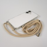 Hülle iPhone 17 - Gummi transparent mit Seil beige