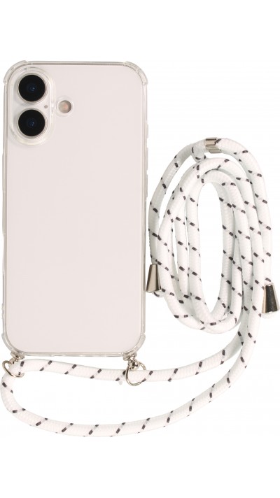 Coque iPhone 17 - Gel transparent avec lacet - Blanc tacheté