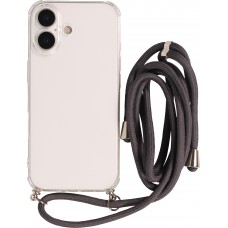 Coque iPhone 17 - Gel transparent avec lacet - Gris
