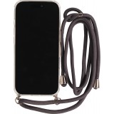 Coque iPhone 17 - Gel transparent avec lacet - Gris